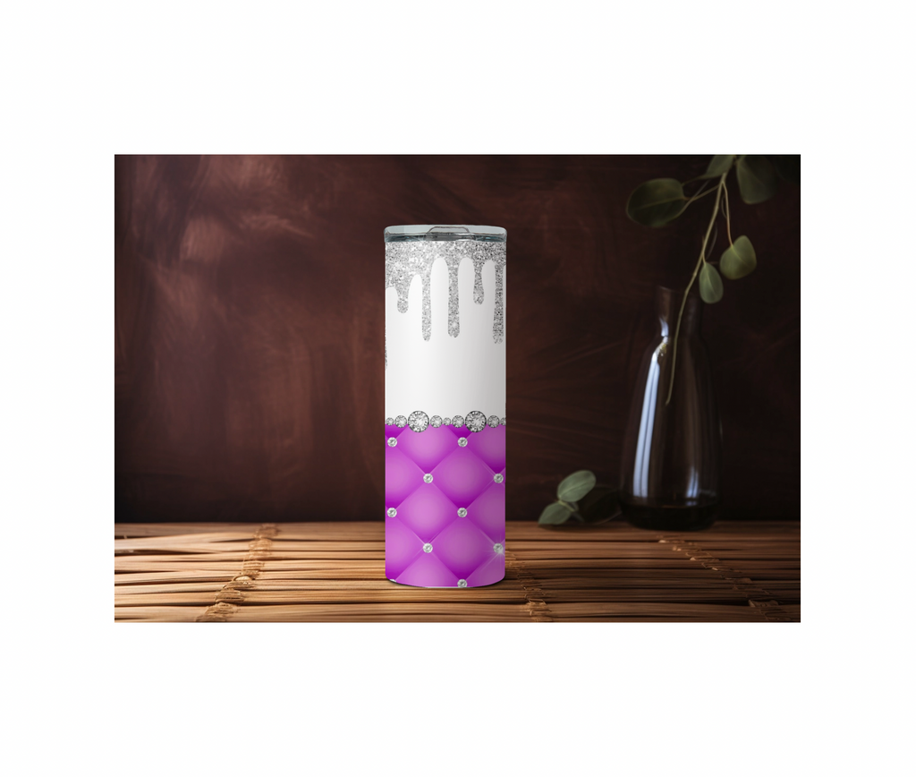 20 oz Pink Diamond Glitter Skinny Sublimated Tumbler