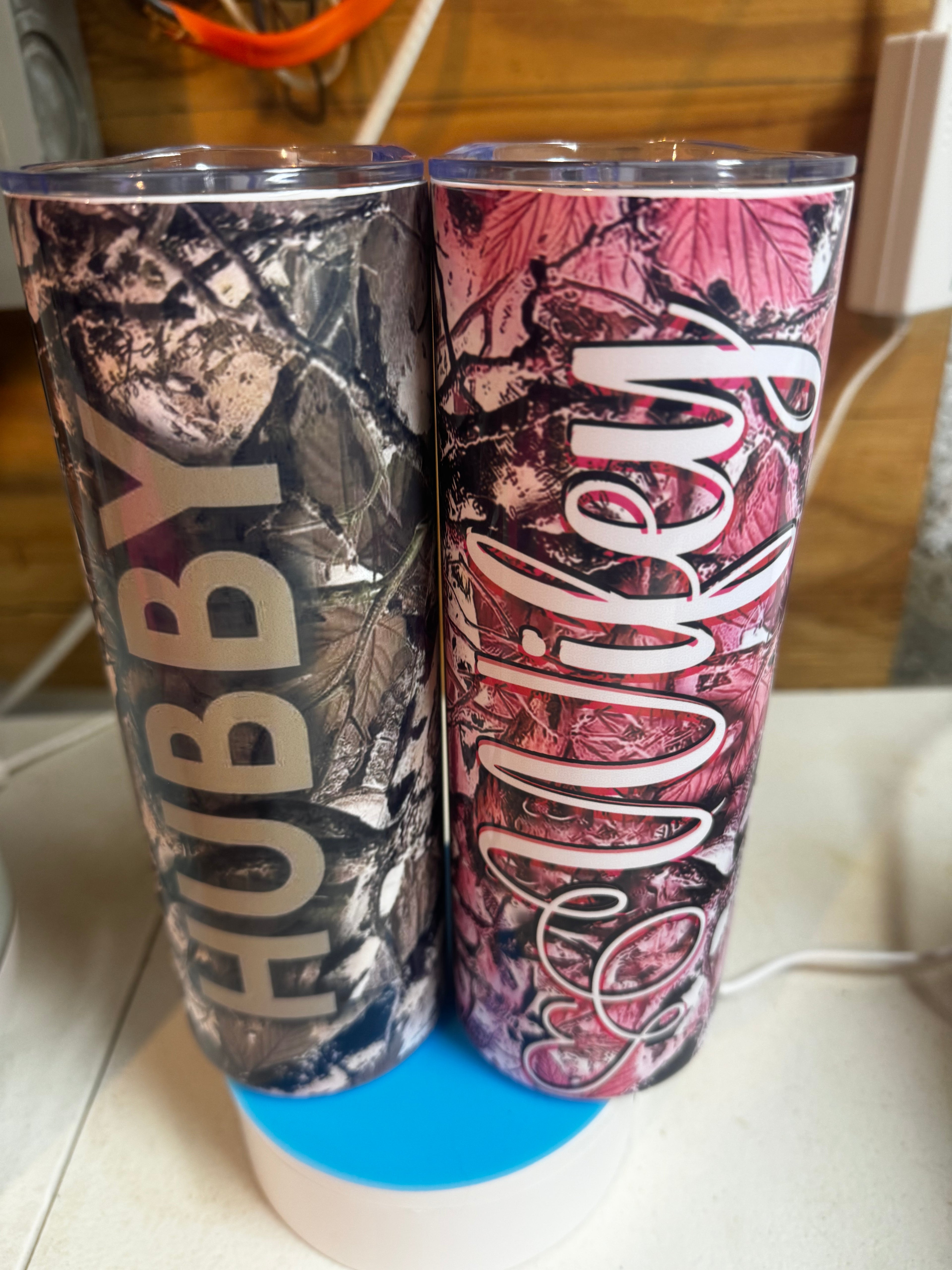 Hubby & Wifey 20 oz skinny tumblers sublimation 2 Pk