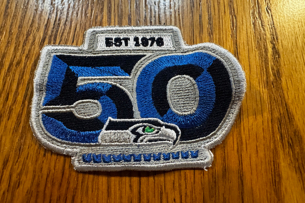 4x4 In Seattle Seahawks 50th Anniversary Iron On Patch Embroidered