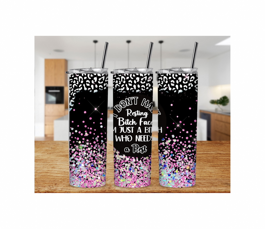 Purple Black Resting B$&’tch Face 20oz stainless steel tumbler sublimation