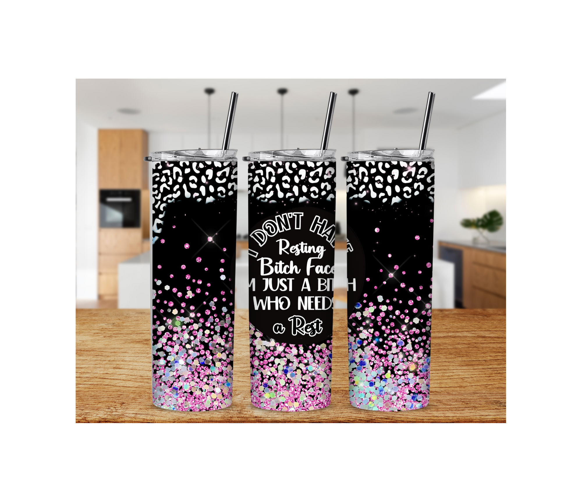 Purple Black Resting B$&’tch Face 20oz stainless steel tumbler sublimation