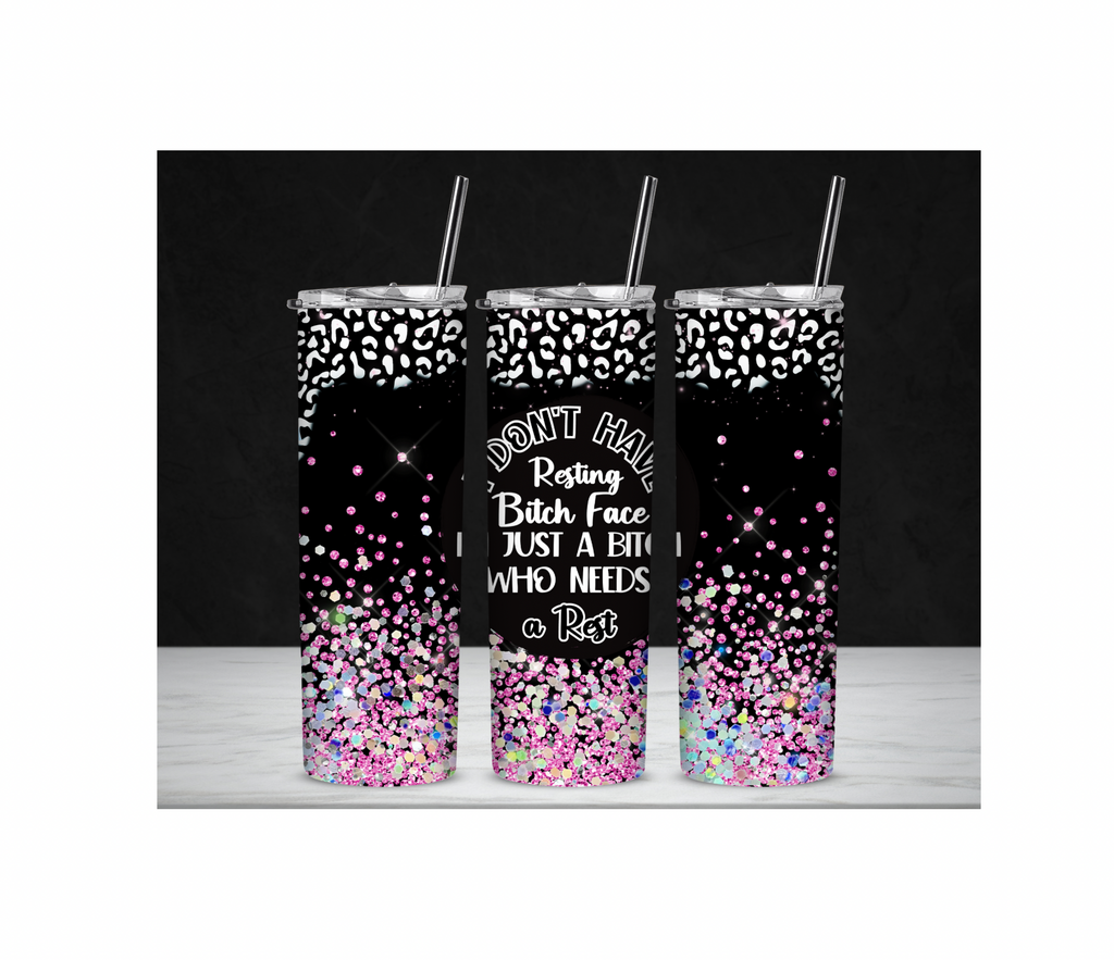 Purple Black Resting B$&’tch Face 20oz stainless steel tumbler sublimation