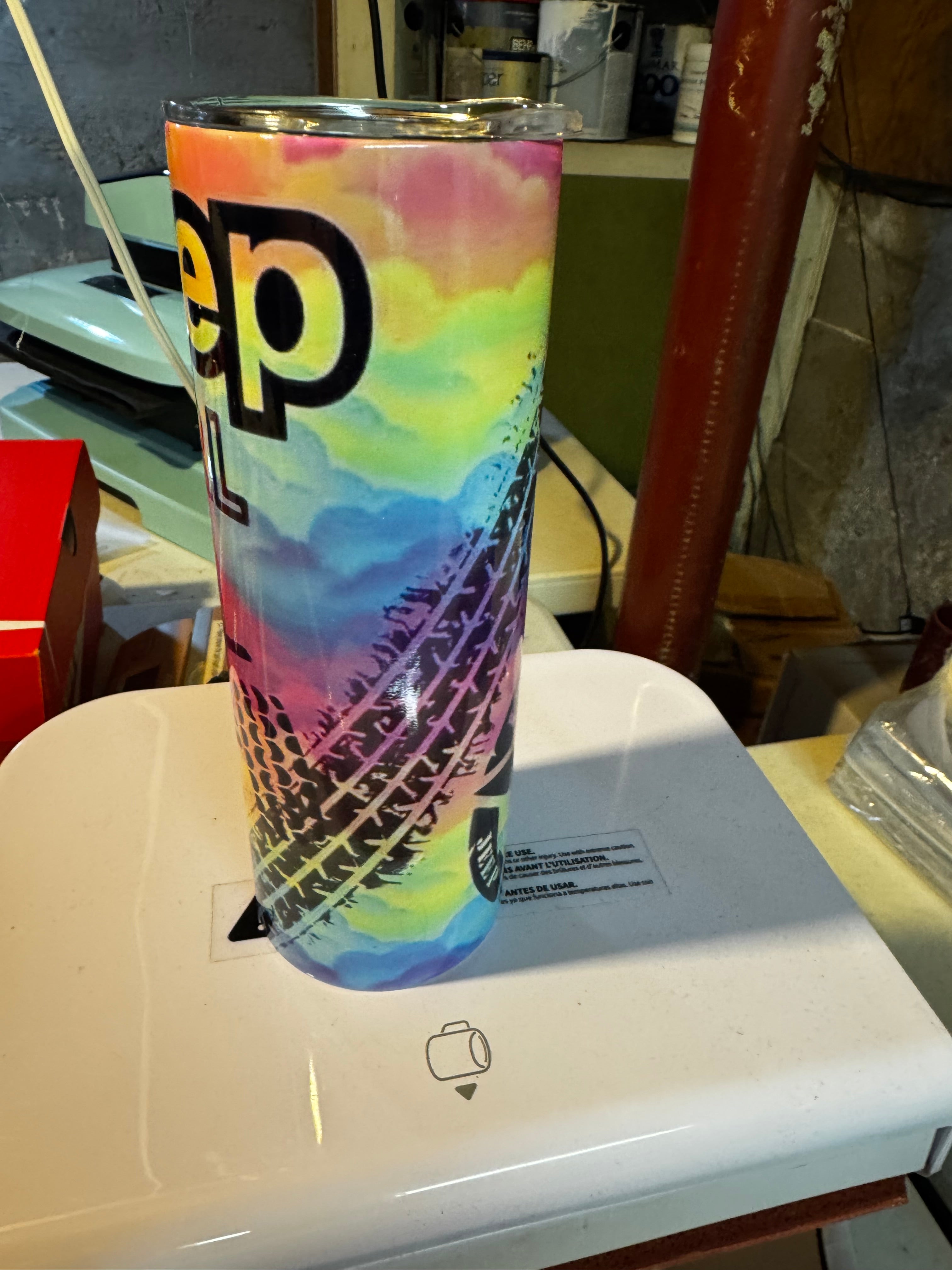 20 oz Neon Jeep Skinny Sublimation Tumbler