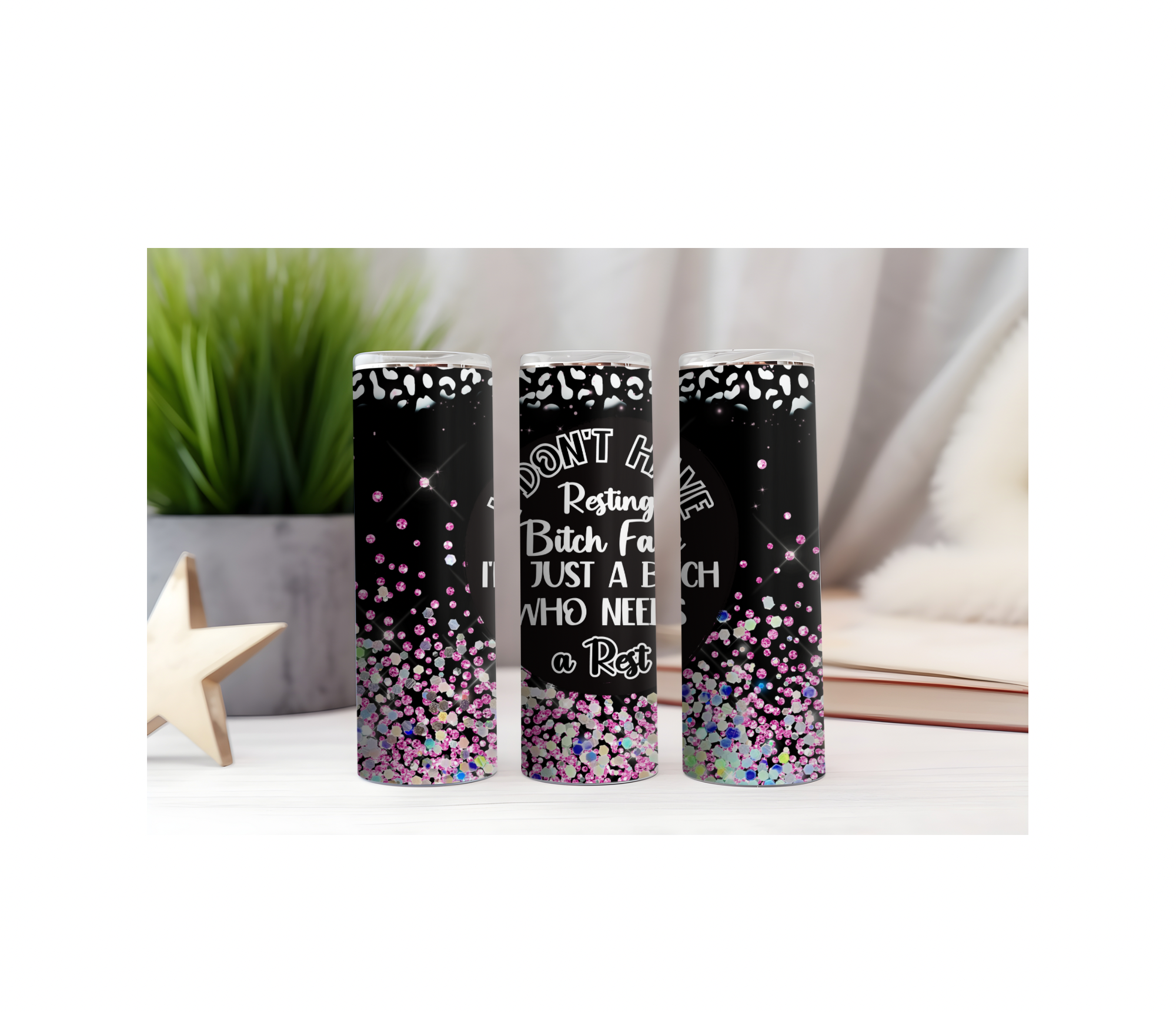 Purple Black Resting B$&’tch Face 20oz stainless steel tumbler sublimation