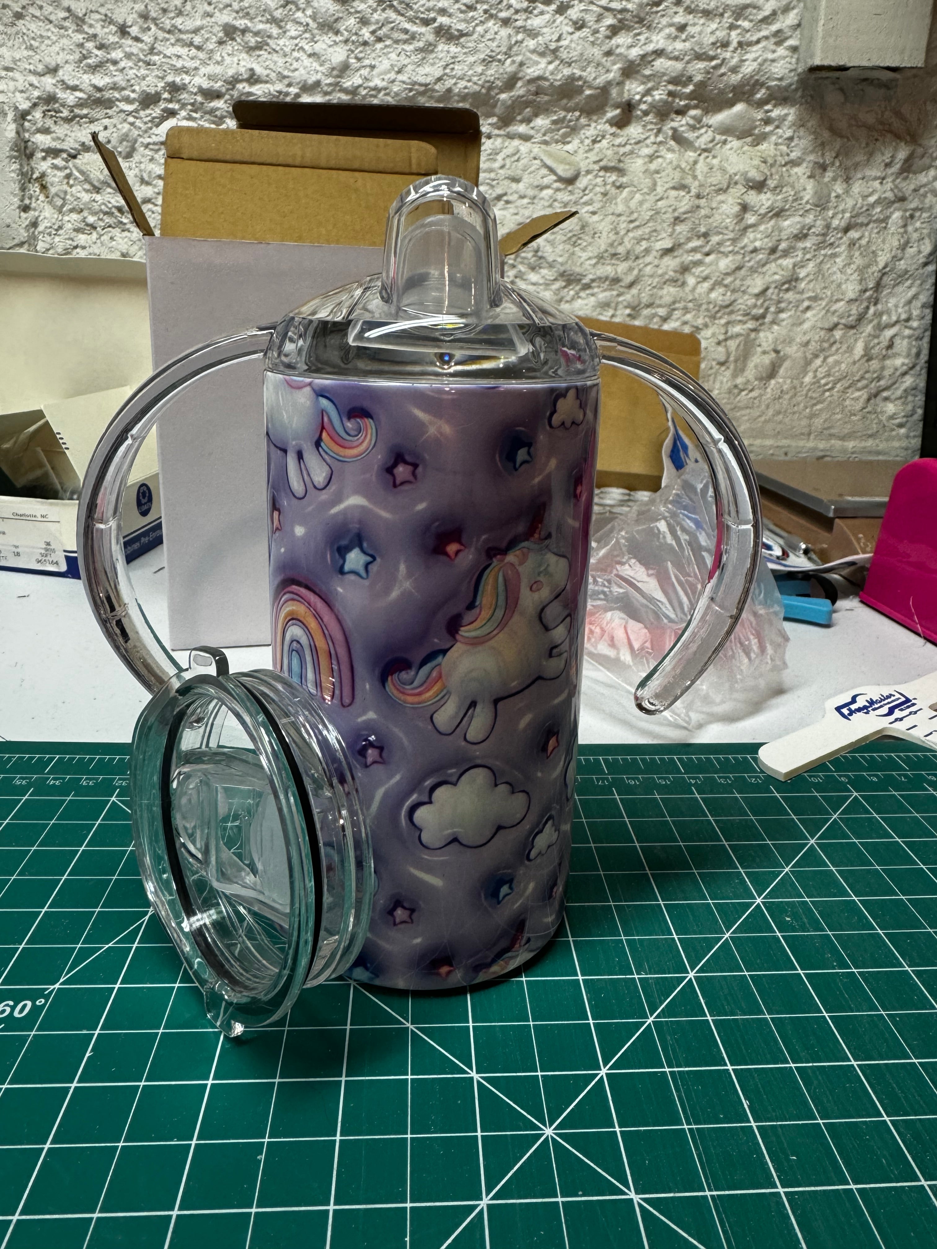 Custom Kids Unicorn 12oz 2 in 1 Stainless Steel Dual Lid Sippy Cup