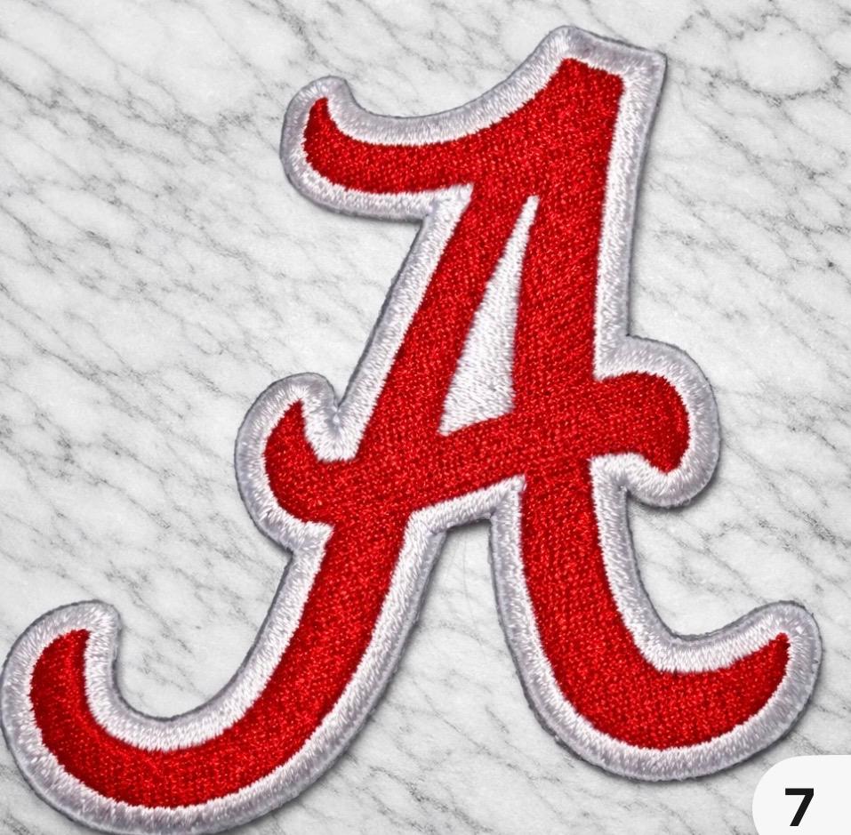 1 1/4 X 1 1/4 In Crimson Tide “A” In Color Crimson  Outlined In White Embroidery