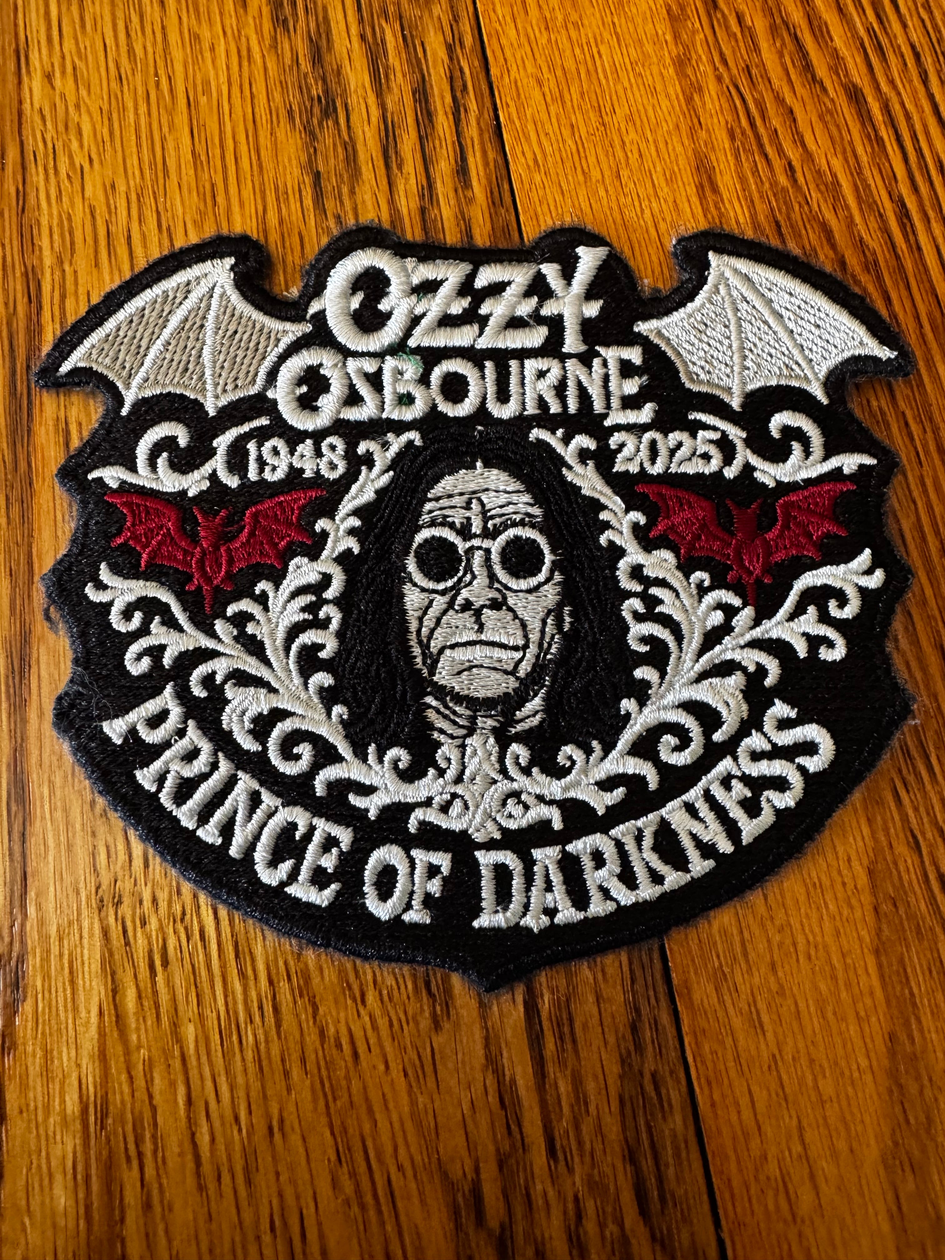 EMBROIDERED RIP OZZY OSBOURNE IRON ON PATCH (Made To Order)