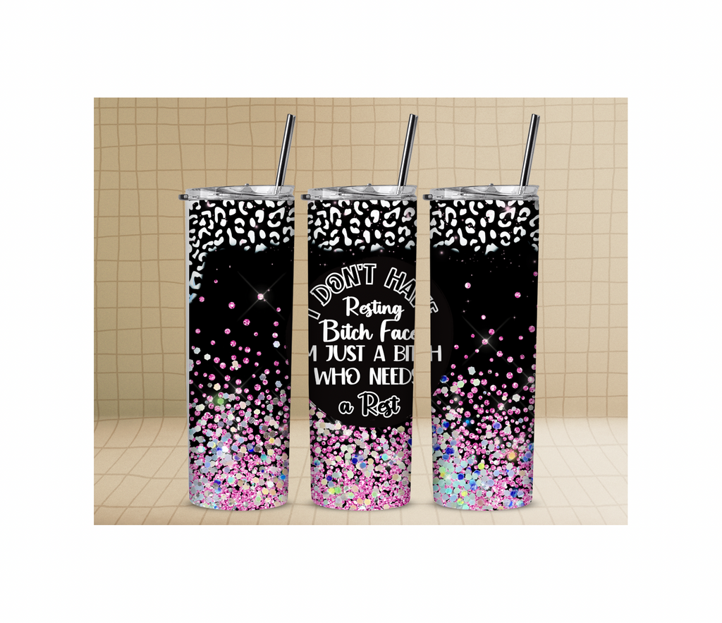 Purple Black Resting B$&’tch Face 20oz stainless steel tumbler sublimation