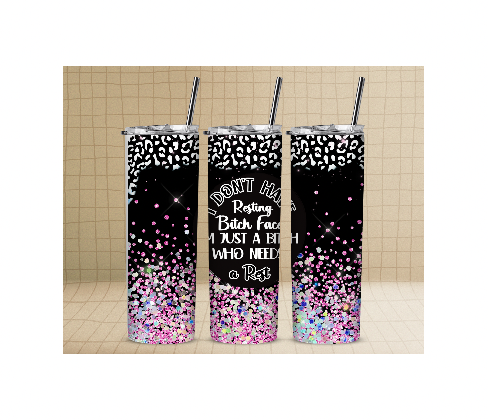 Purple Black Resting B$&’tch Face 20oz stainless steel tumbler sublimation
